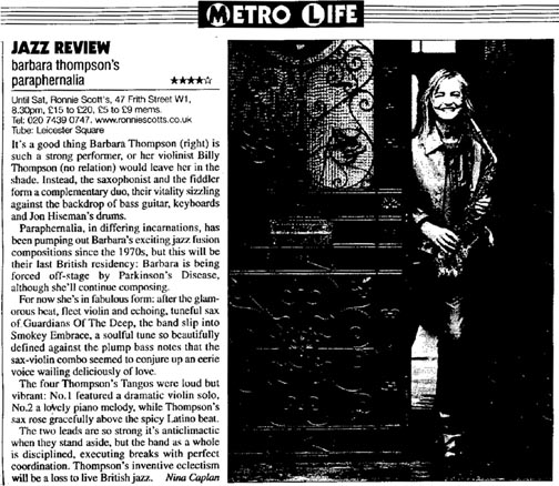 Metro Life review of Barbara Thompson & Paraphernalia.jpg